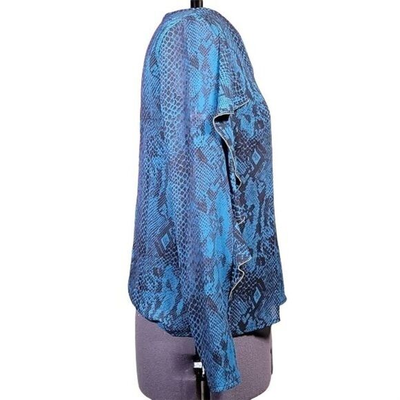 Thalia Sodi Snake-Print Ruffled-Sleeve Top Sz S - Picture 3 of 13